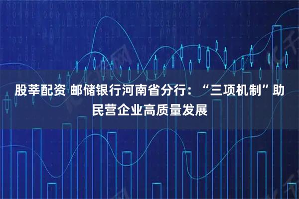 股莘配资 邮储银行河南省分行：“三项机制”助民营企业高质量发展